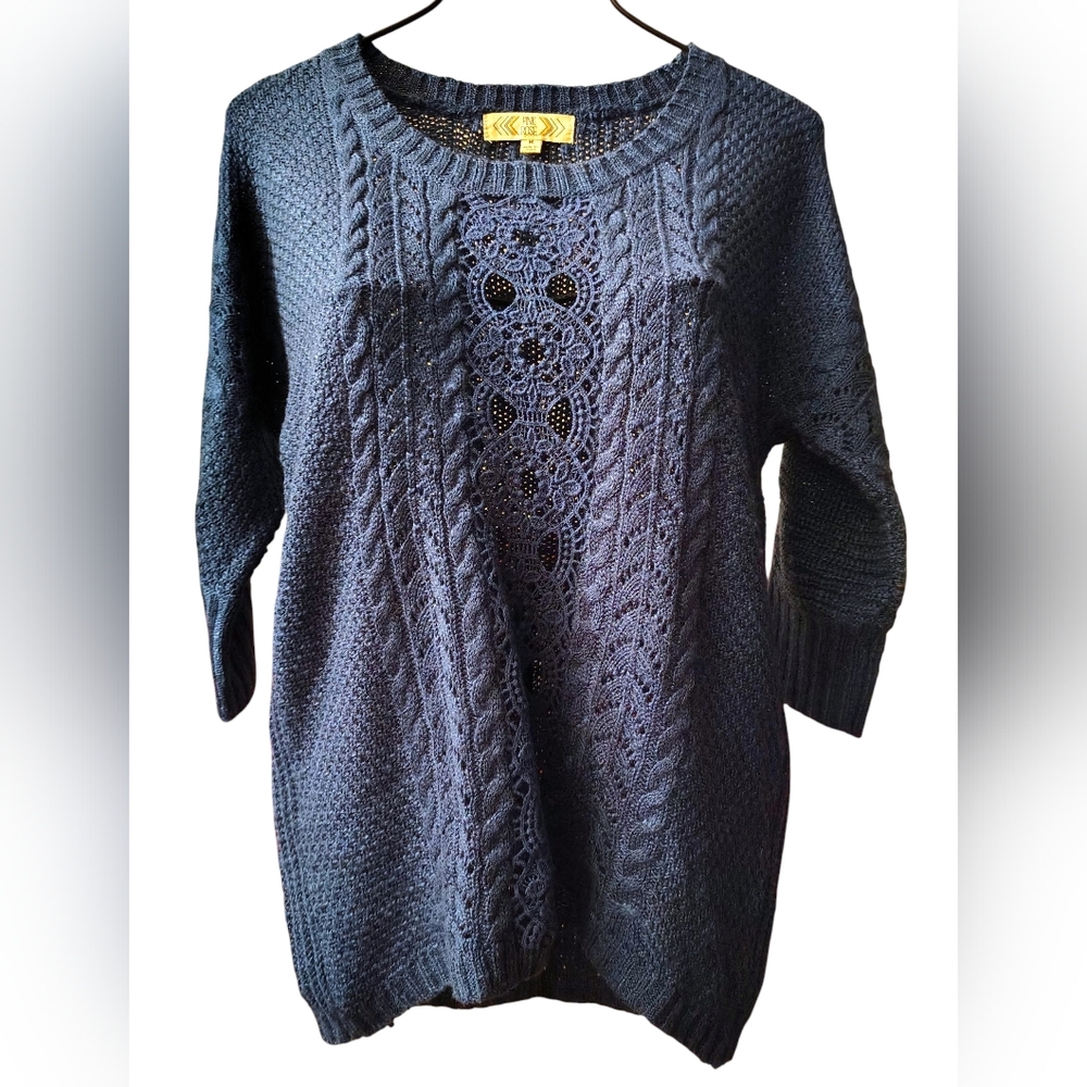 Pink Rose Women's Navy Loose Knit Sweater Medium